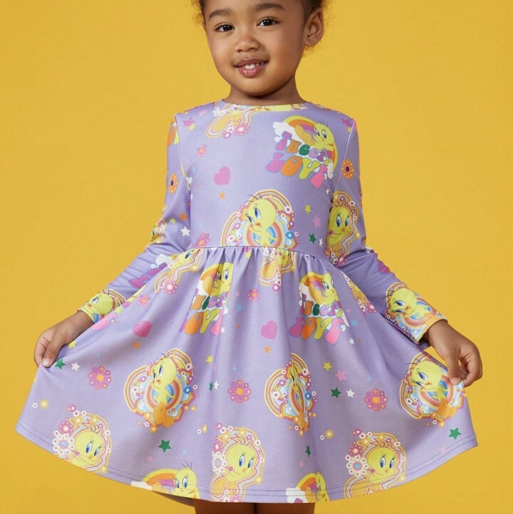 Looney Tunes Lilac Tweety Bird Dress Size 7 Youth